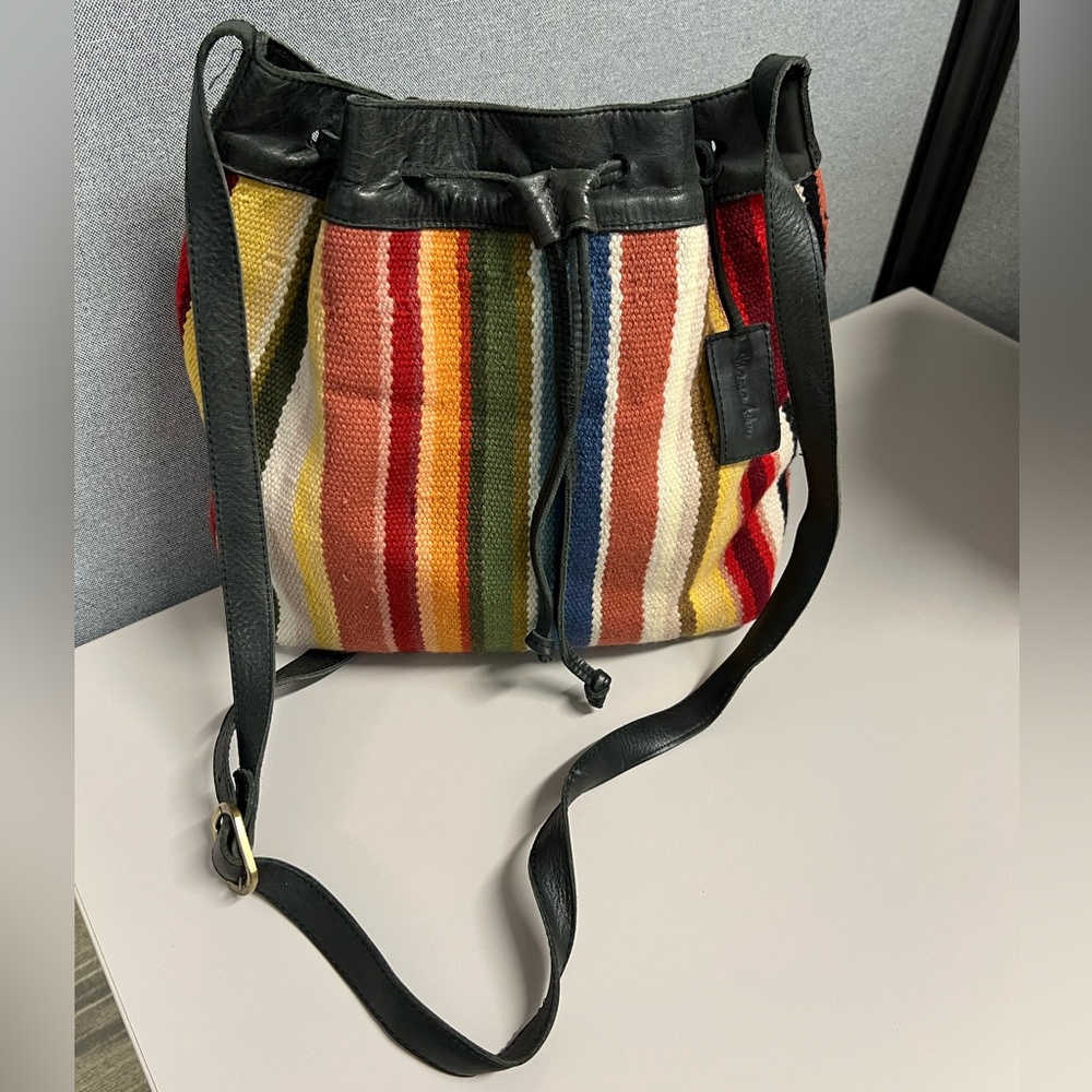 Mama Ashu Wool and Leather Bucket Bag